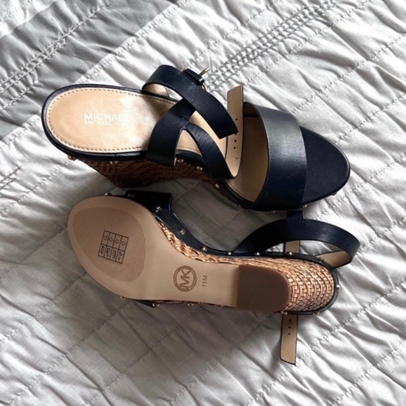 Micheal Kors Navy Blue Ankle Strap Wedge - Picture 8 of 8